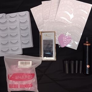 Eyelash Extension Kit with Glue Rings and Lash Tray